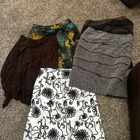 Tribal Brown Mini Pencil Skirt with Asymmetrical Ruffles
